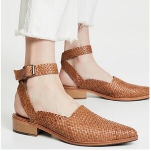 Freda Salvador The Marbella Woven Point Toe Sandals in Camel Size 7